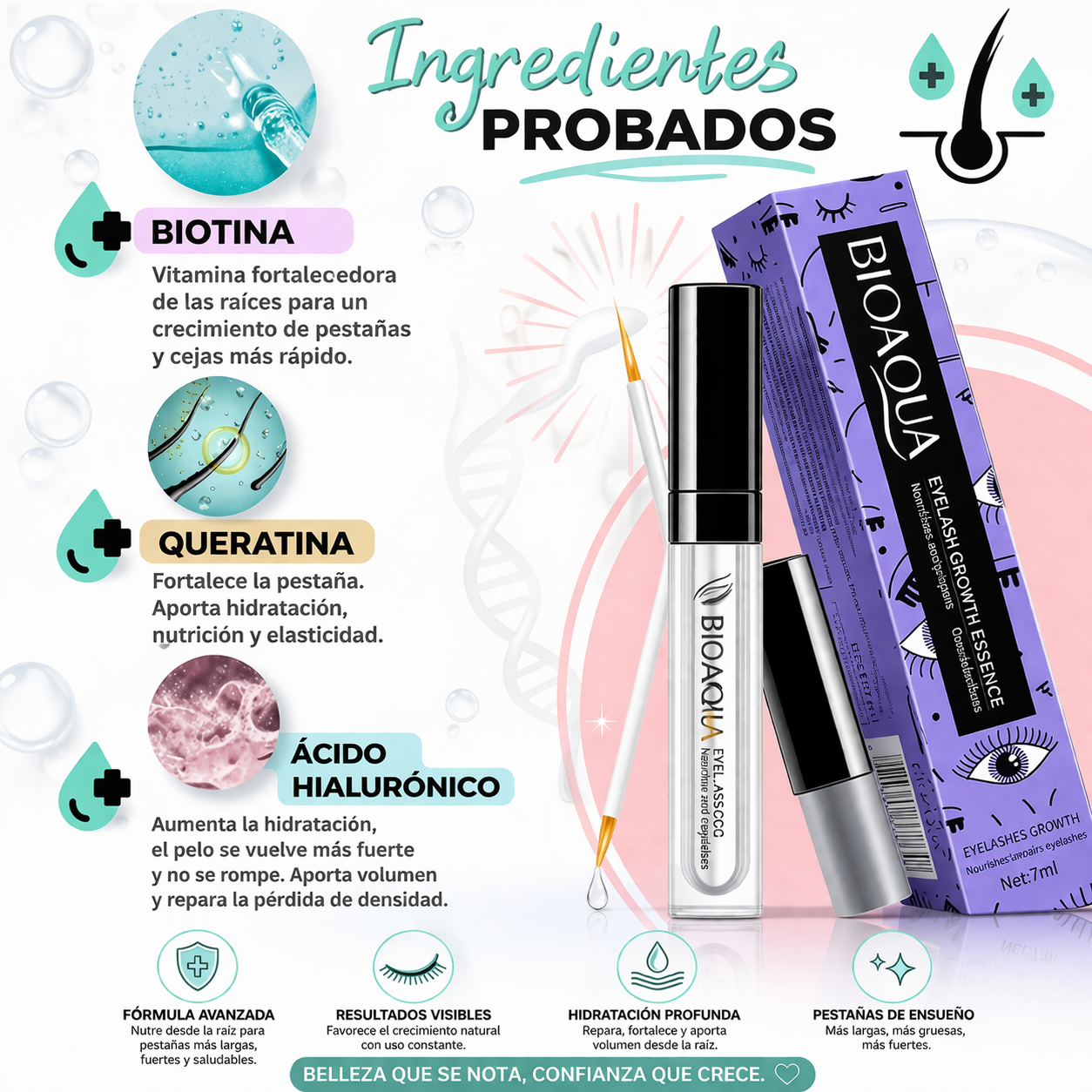 Pestañas más largas en semanas – Sérum Bioaqua